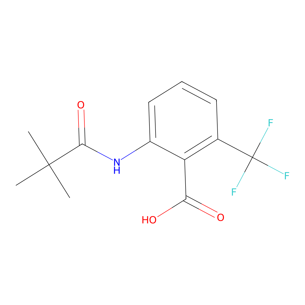 2-(2,2-Dimethylpropanoylamino)-6-(trifluoromethyl)benzoic acid molecular structure, CAS 256508-75-5
