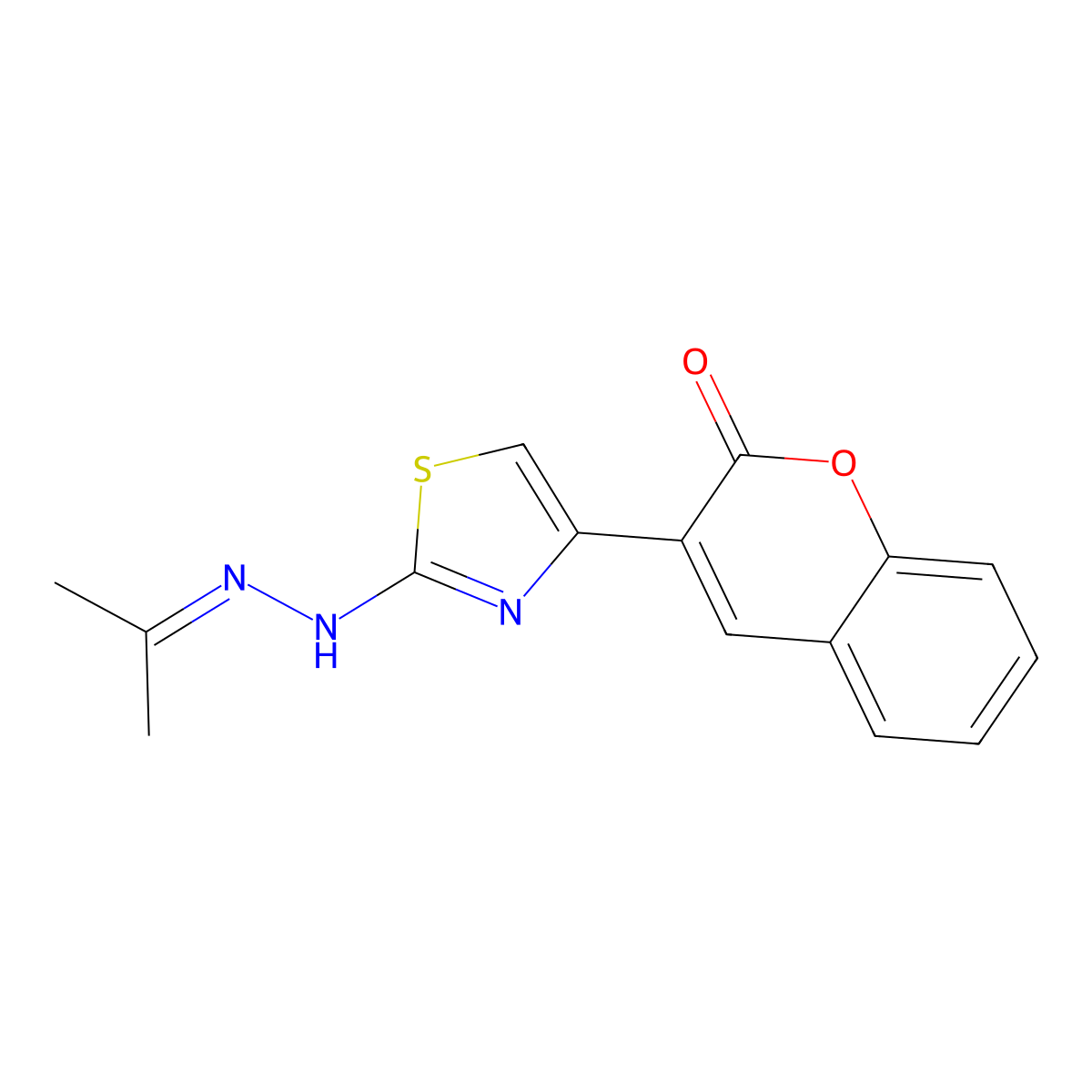 3-{2-[2-(propan-2-ylidene)hydrazinyl]-1,3-thiazol-4-yl}-2H-chromen-2-one molecular structure, CAS 256511-34-9