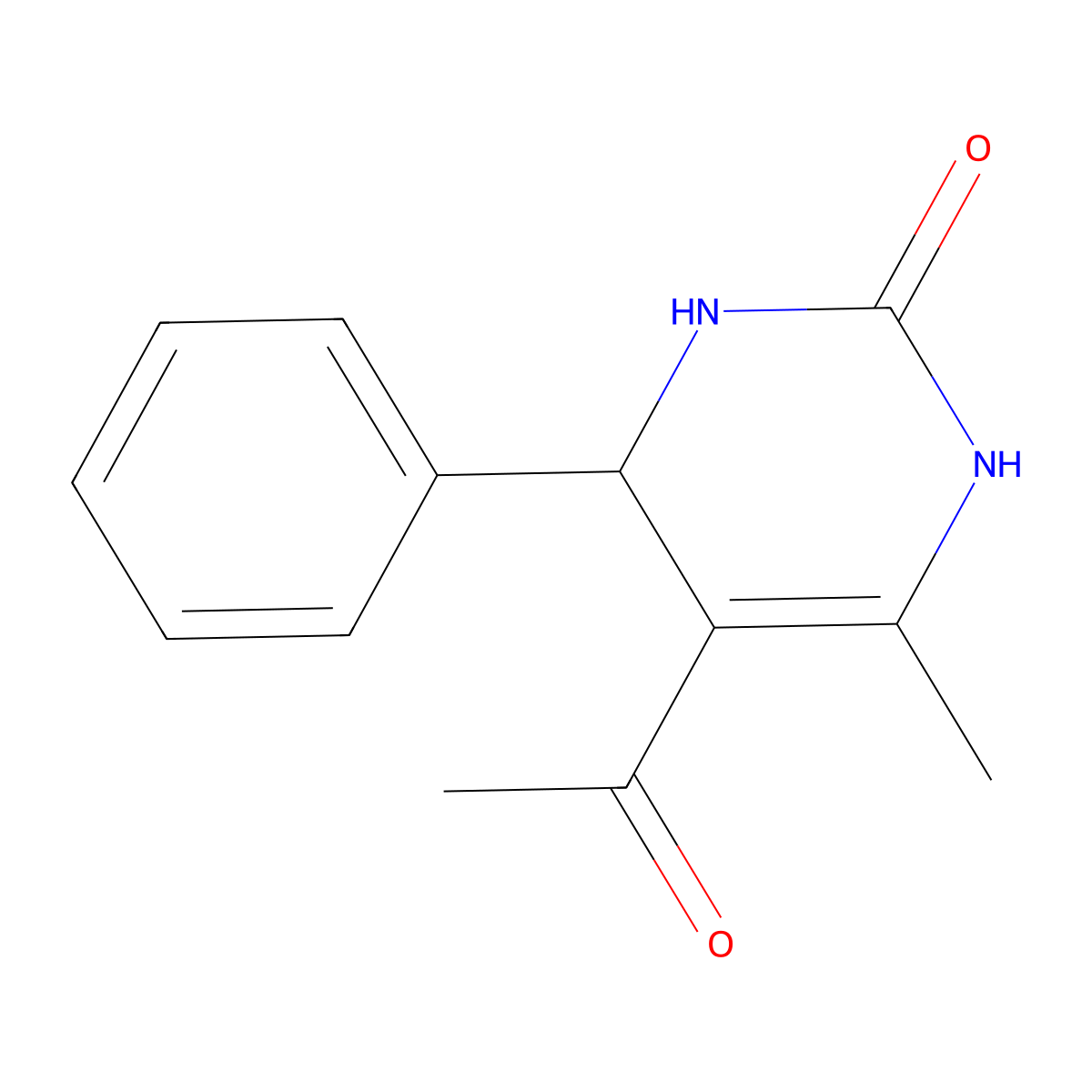 5-Acetyl-6-methyl-4-phenyl-3,4-dihydro-1H-pyrimidin-2-one molecular structure, CAS 25652-50-0