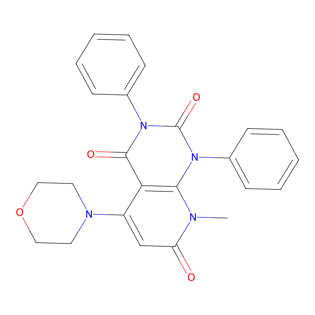 8-Methyl-5-morpholin-4-yl-1,3-diphenylpyrido[2,3-d]pyrimidine-2,4,7-trione molecular structure, CAS 256521-51-4
