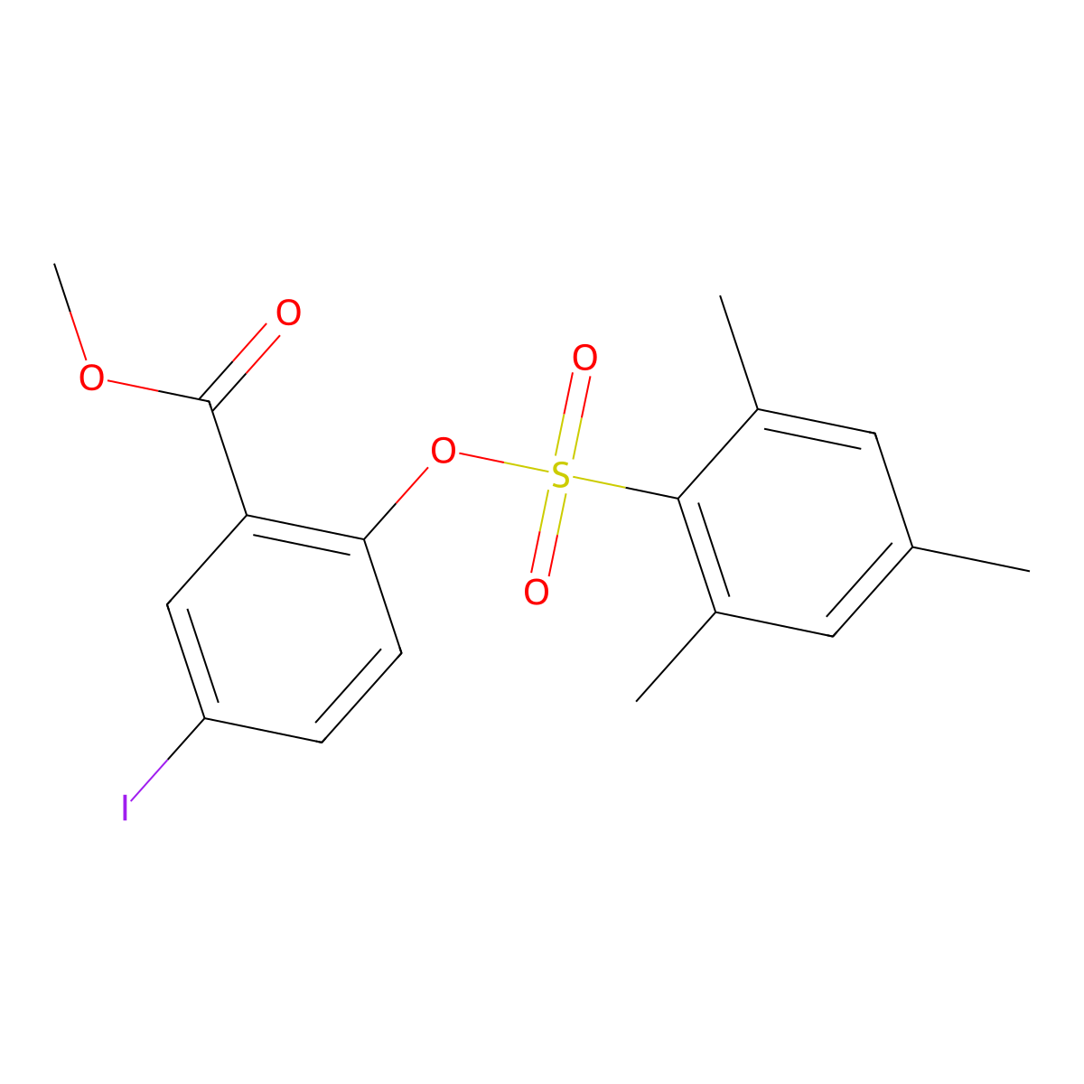 Methyl 5-iodo-2-((mesitylsulfonyl)oxy)benzenecarboxylate molecular structure, CAS 256521-67-2