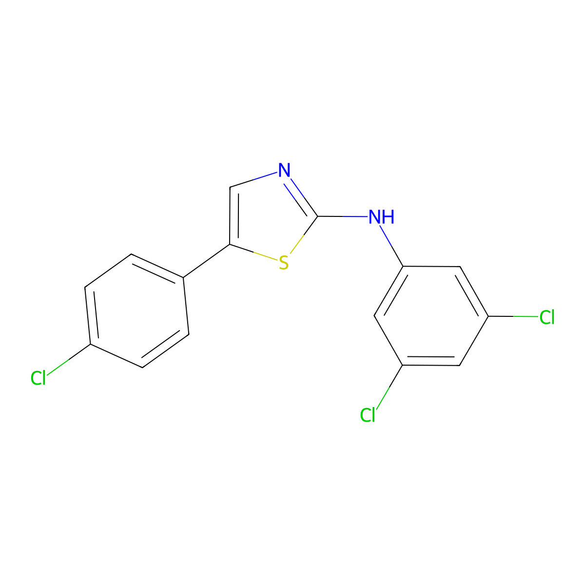 5-(4-chlorophenyl)-N-(3,5-dichlorophenyl)-1,3-thiazol-2-amine molecular structure, CAS 256521-70-7