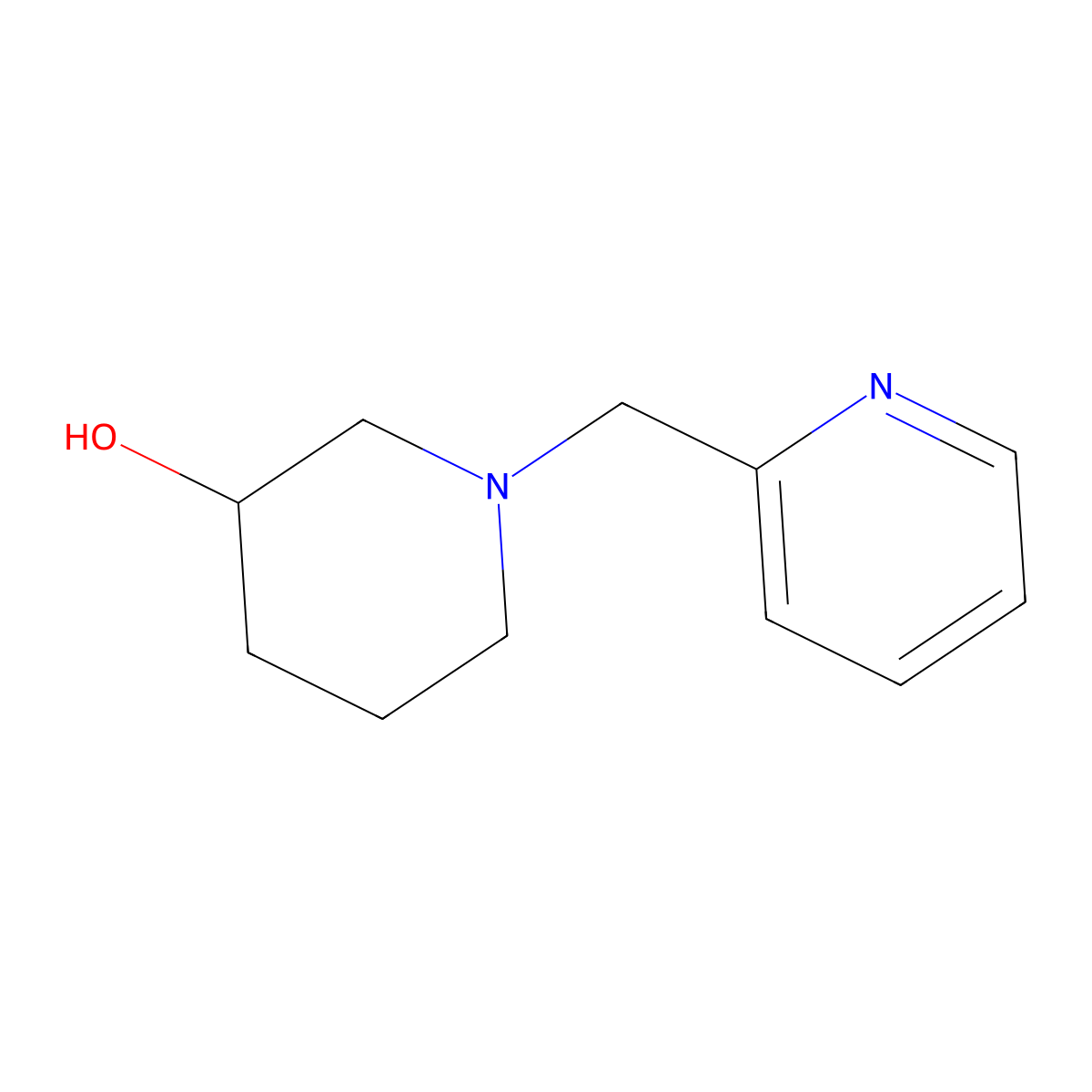 (R)-1-(pyridin-2-ylmethyl)piperidin-3-ol molecular structure, CAS 256526-90-6