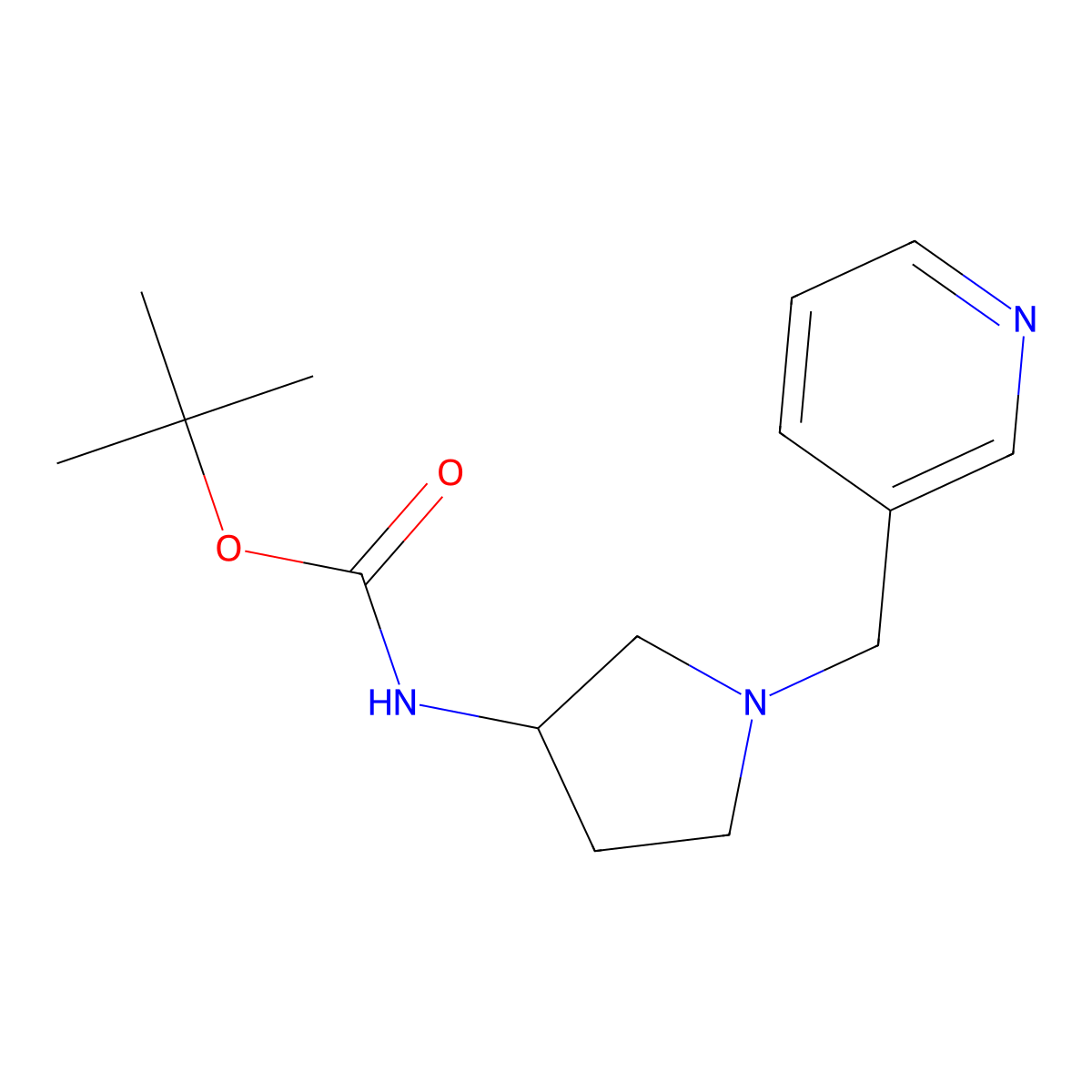 (S)-tert-Butyl 1-(pyridin-3-ylmethyl)pyrrolidin-3-ylcarbamate molecular structure, CAS 256527-12-5