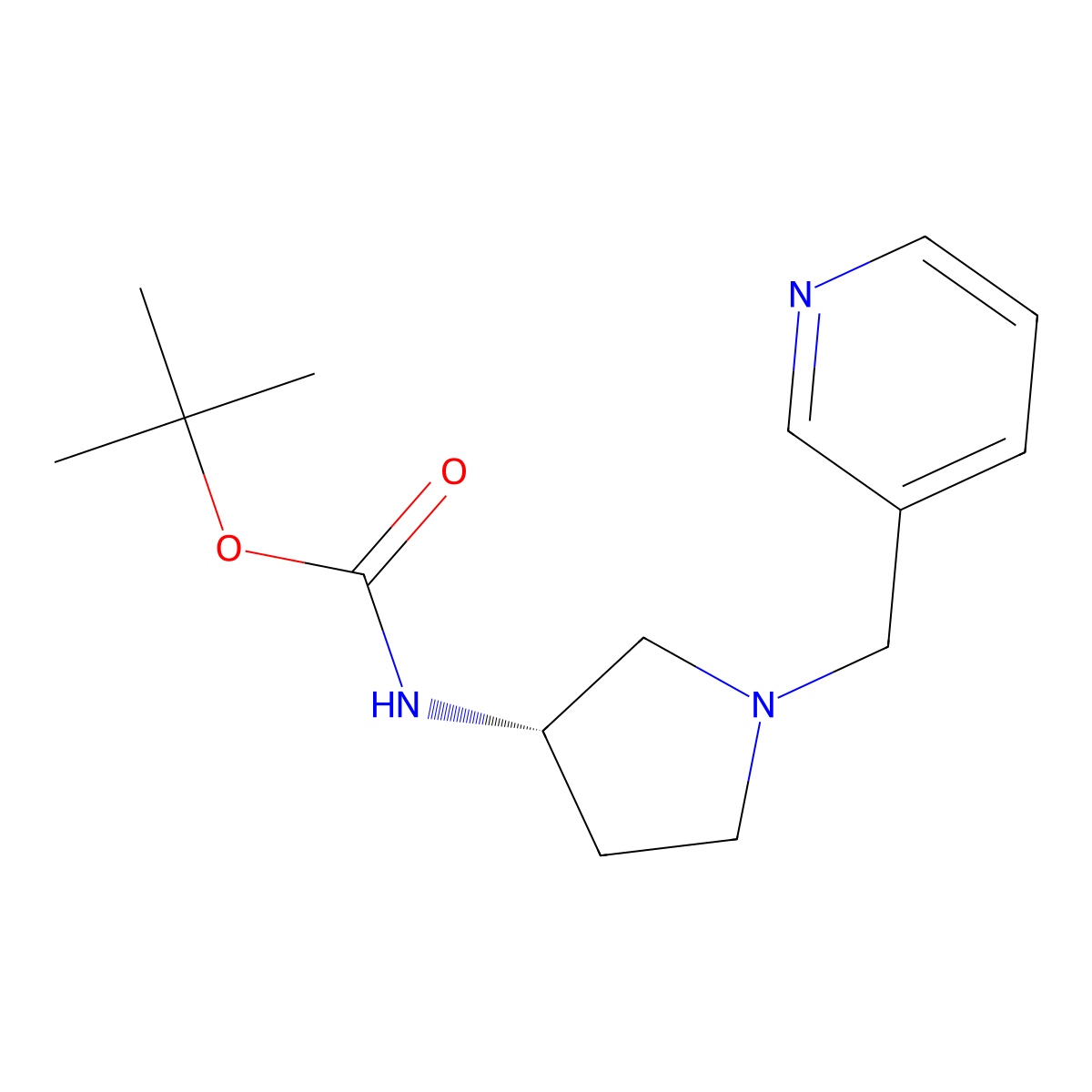 (S)-tert-Butyl 1-(pyridin-3-ylmethyl)pyrrolidin-3-ylcarbamate molecular structure, CAS 256527-12-5