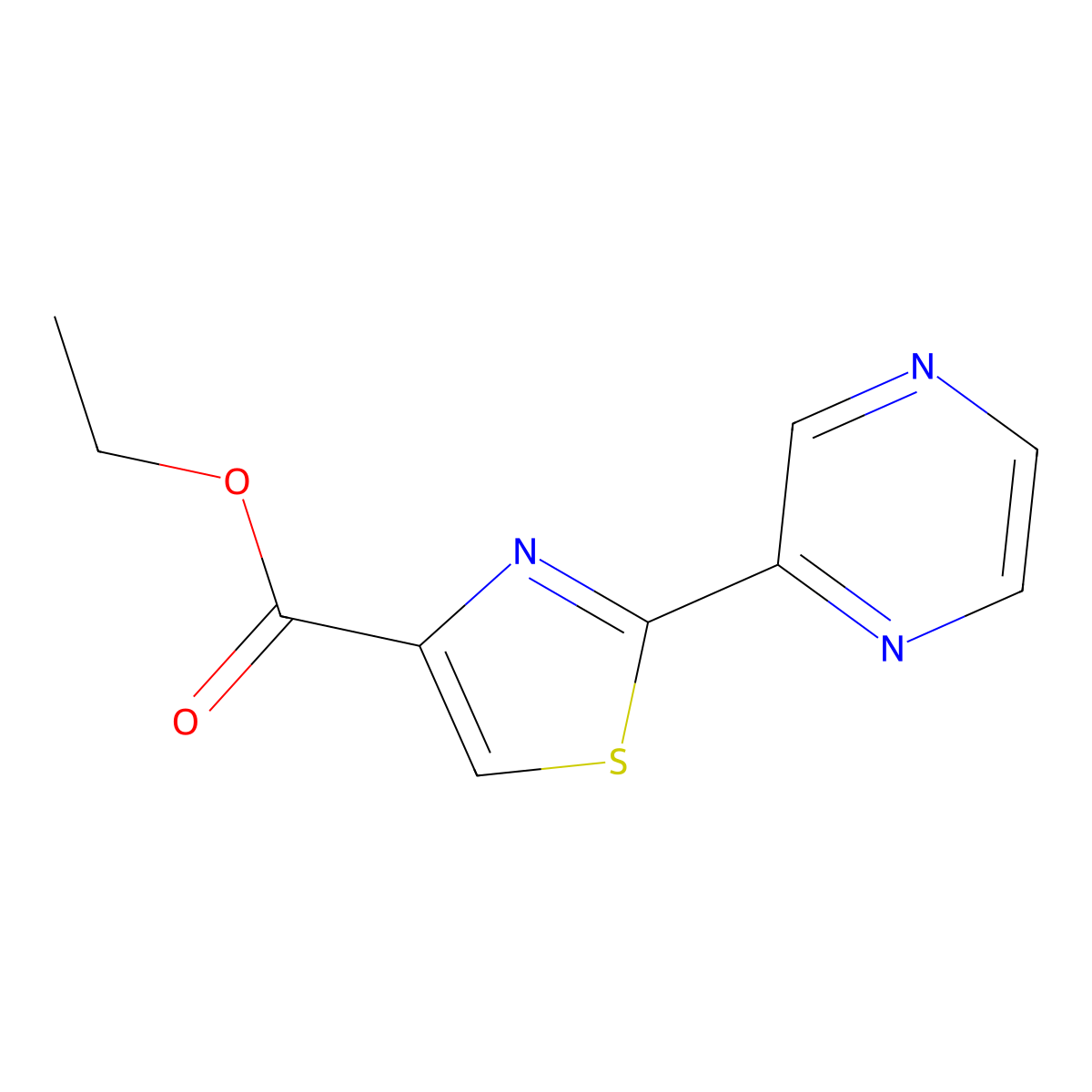 Ethyl 2-(pyrazin-2-yl)thiazole-4-carboxylate molecular structure, CAS 256529-19-8