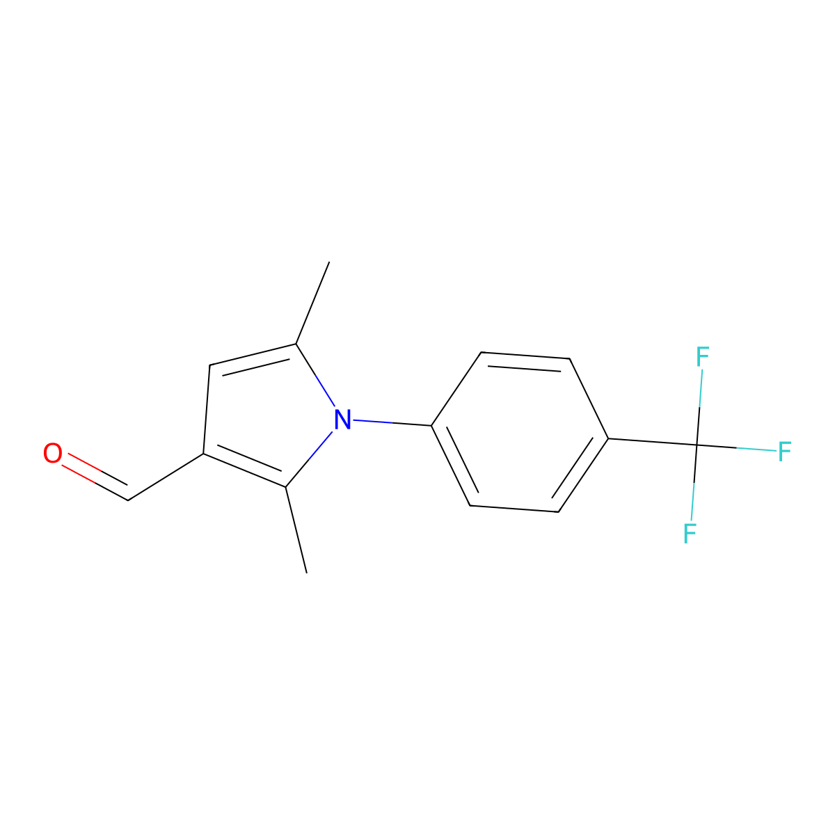 2,5-dimethyl-1-[4-(trifluoromethyl)phenyl]-1H-pyrrole-3-carbaldehyde molecular structure, CAS 256529-25-6