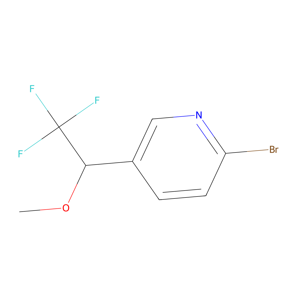 2-Bromo-5-(2,2,2-trifluoro-1-methoxyethyl)pyridine molecular structure, CAS 2565622-30-0