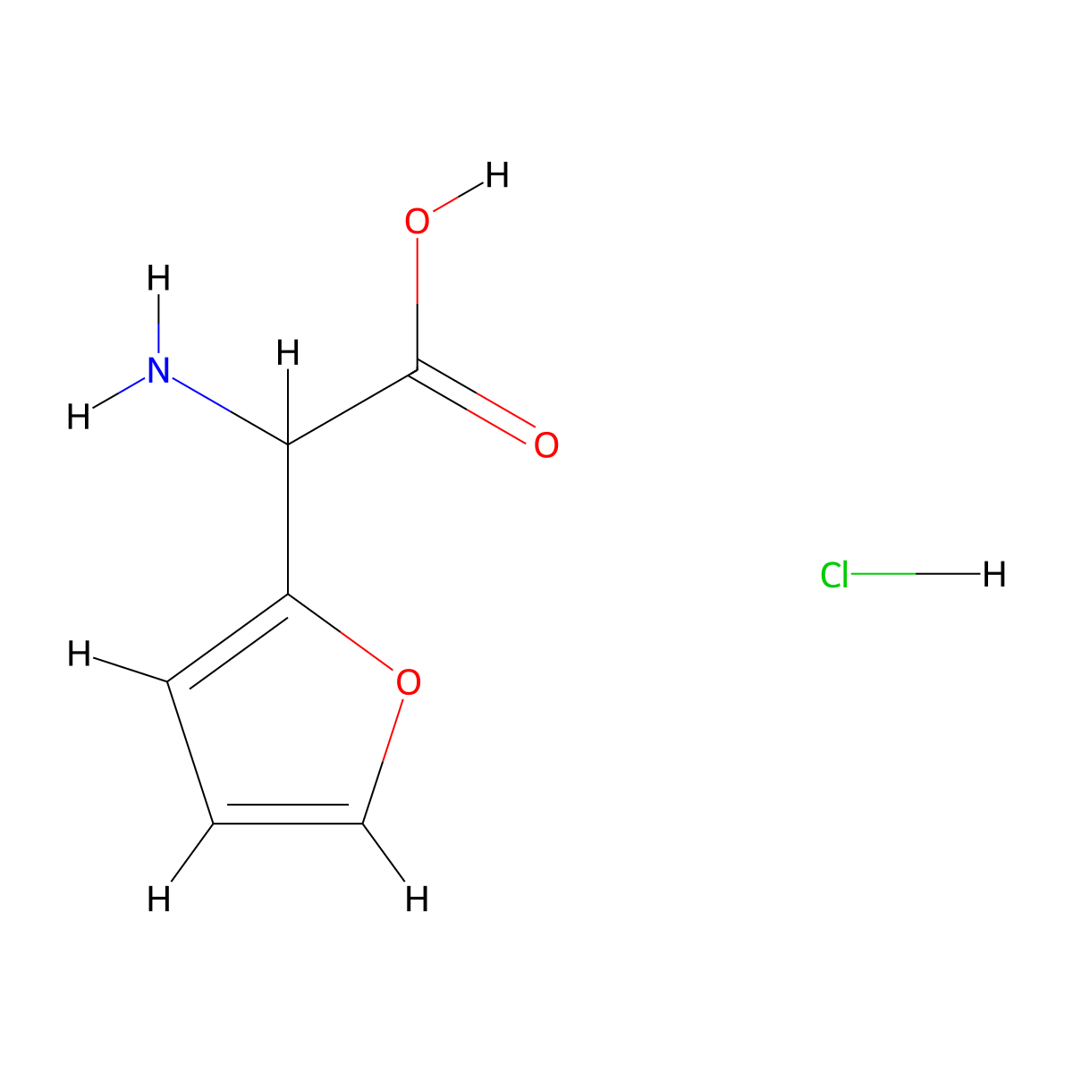 2-Amino-2-(furan-2-yl)acetic acid hydrochloride molecular structure, CAS 2565636-82-8