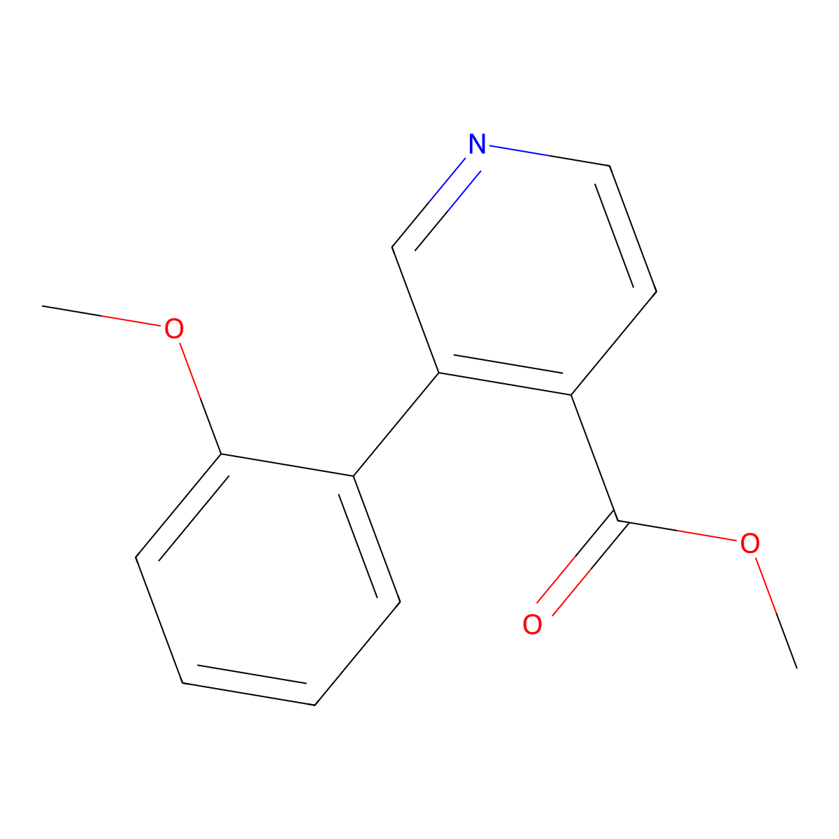 Methyl 3-(2-methoxyphenyl)-4-pyridinecarboxylate molecular structure, CAS 2565640-39-1