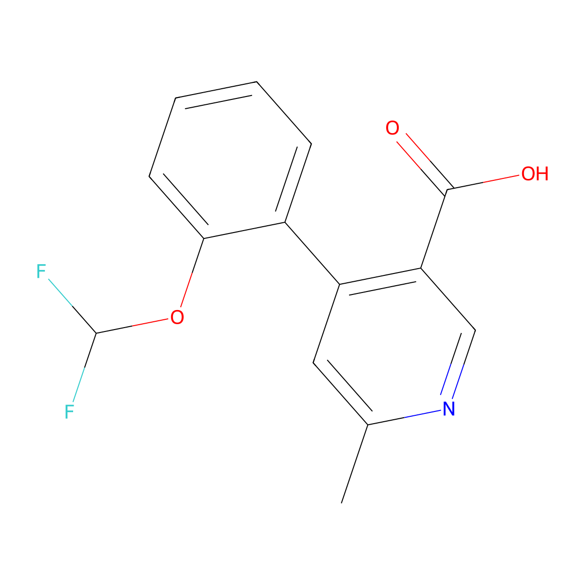 4-[2-(Difluoromethoxy)phenyl]-6-methyl-3-pyridinecarboxylic acid molecular structure, CAS 2565642-96-6