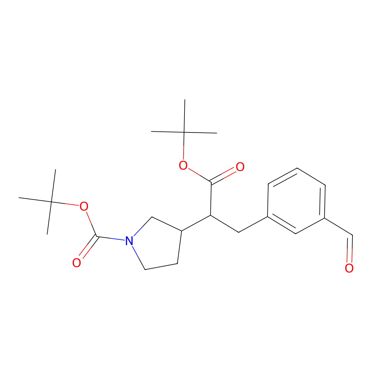 Tert-butyl (R)-3-((S)-1-(tert-butoxy)-3-(3-formylphenyl)-1-oxopropan-2-YL)pyrrolidine-1-carboxylate molecular structure, CAS 2565657-72-7