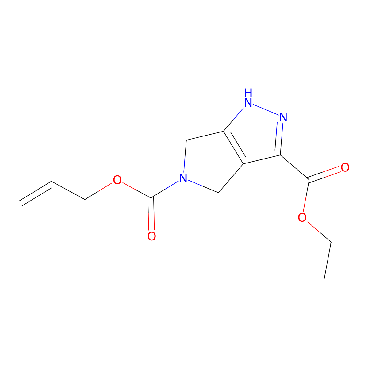 5-allyl 3-ethyl 4,6-dihydropyrrolo[3,4-c]pyrazole-3,5(1H)-dicarboxylate molecular structure, CAS 2565789-39-9