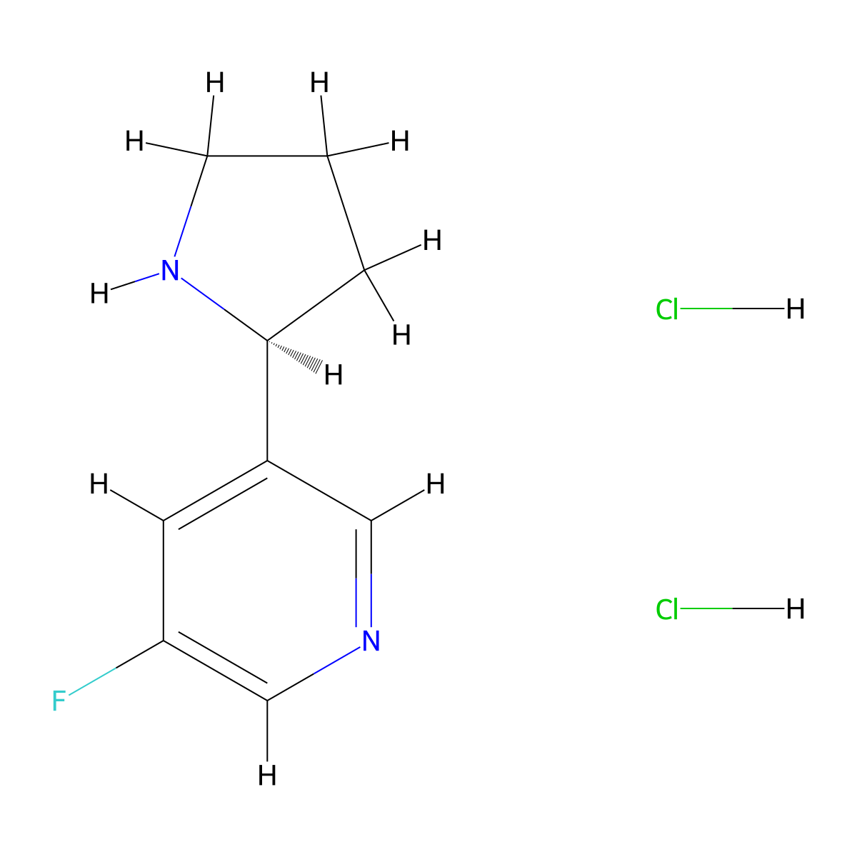 (S)-3-fluoro-5-(pyrrolidin-2-yl)pyridine dihydrochloride molecular structure, CAS 2565792-20-1