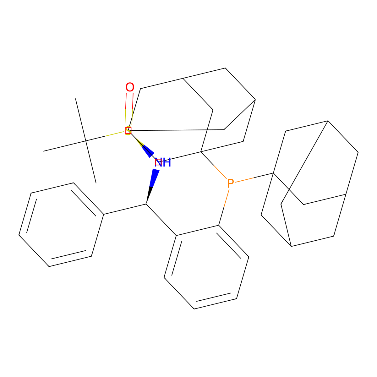 (R)-N-((R)-(2-(Di(adamantan-1-yl)phosphino)phenyl)(phenyl)methyl)-2-methylpropane-2-sulfinamide molecular structure, CAS 2565792-31-4