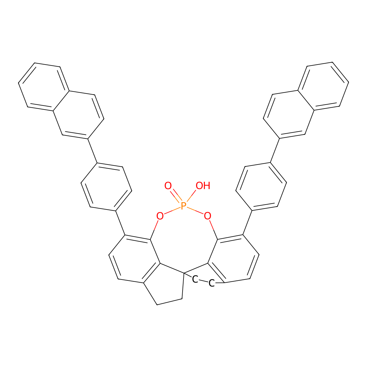(11aR)-12-Hydroxy-1,10-bis(4-(naphthalen-2-yl)phenyl)-4,5,6,7-tetrahydrodiindeno[7,1-de:1',7'-fg][1,3,2]dioxaphosphocine 12-oxide molecular structure, CAS 2565792-35-8