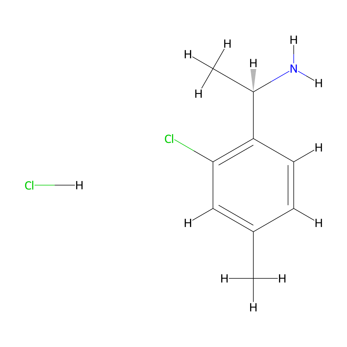 (R)-1-(2-Chloro-4-methylphenyl)ethan-1-amine hydrochloride molecular structure, CAS 2565792-37-0