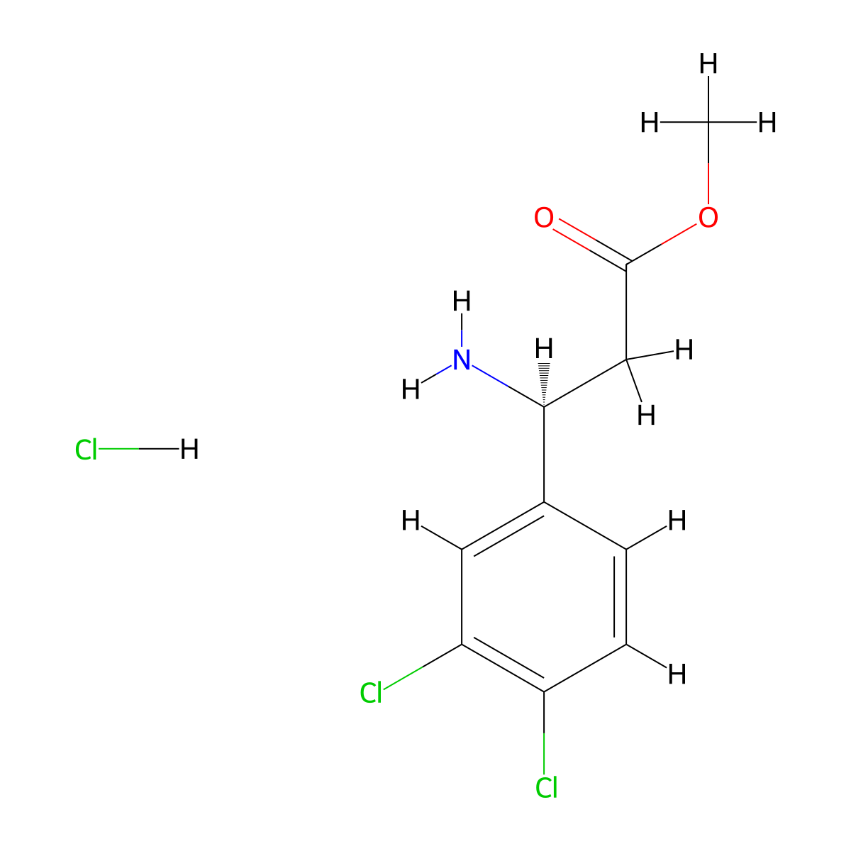 (S)-Methyl 3-amino-3-(3,4-dichlorophenyl)propanoate hydrochloride molecular structure, CAS 2565792-38-1