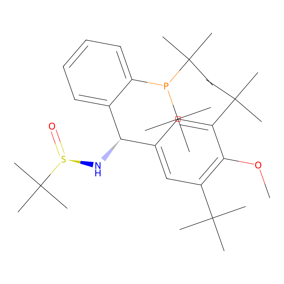 (R)-N-((S)-(3,5-Di-tert-butyl-4-methoxyphenyl)(2-(di-tert-butylphosphanyl)phenyl)methyl)-2-methylpropane-2-sulfinamide molecular structure, CAS 2565792-54-1