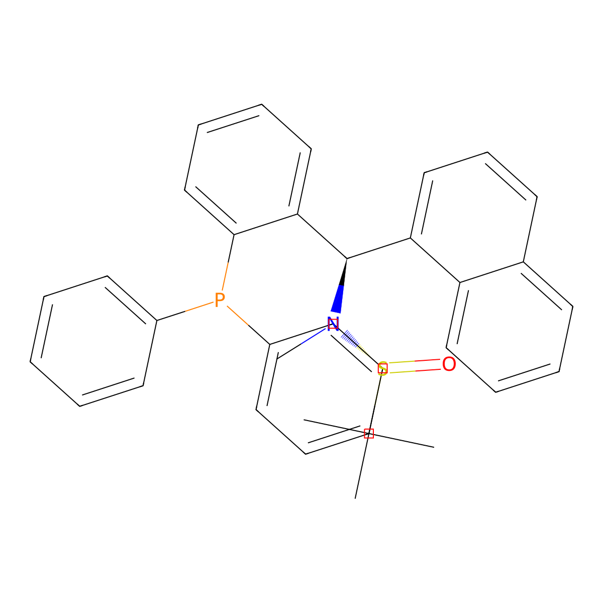 (R)-N-((R)-(2-(Diphenylphosphanyl)phenyl)(naphthalen-1-yl)methyl)-N,2-dimethylpropane-2-sulfinamide molecular structure, CAS 2565792-58-5