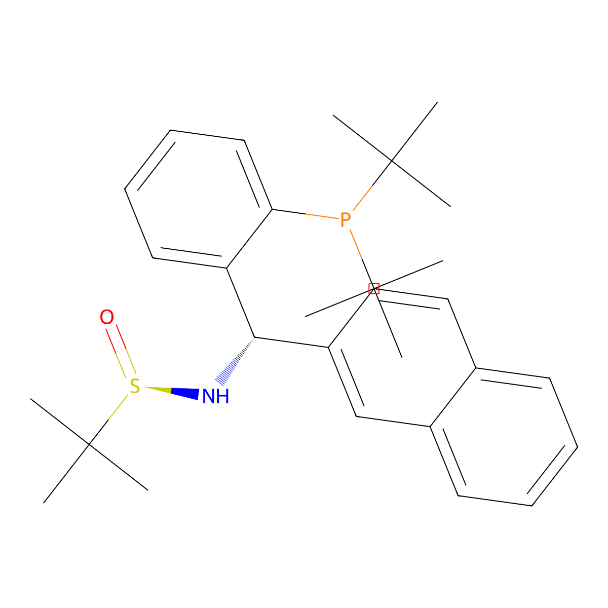 (R)-N-((S)-(2-(Di-tert-butylphosphanyl)phenyl)(naphthalen-2-yl)methyl)-2-methylpropane-2-sulfinamide molecular structure, CAS 2565792-62-1
