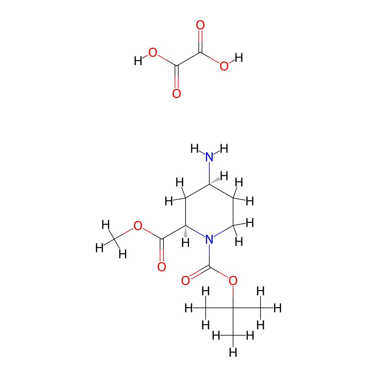 O1-tert-butyl O2-methyl (2R,4S)-4-aminopiperidine-1,2-dicarboxylate;oxalic acid molecular structure, CAS 2565792-72-3