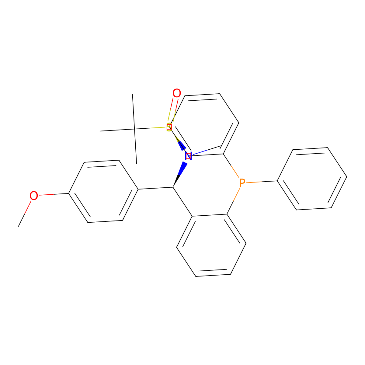 (R)-N-((R)-(2-(Diphenylphosphanyl)phenyl)(4-methoxyphenyl)methyl)-N,2-dimethylpropane-2-sulfinamide molecular structure, CAS 2565792-73-4