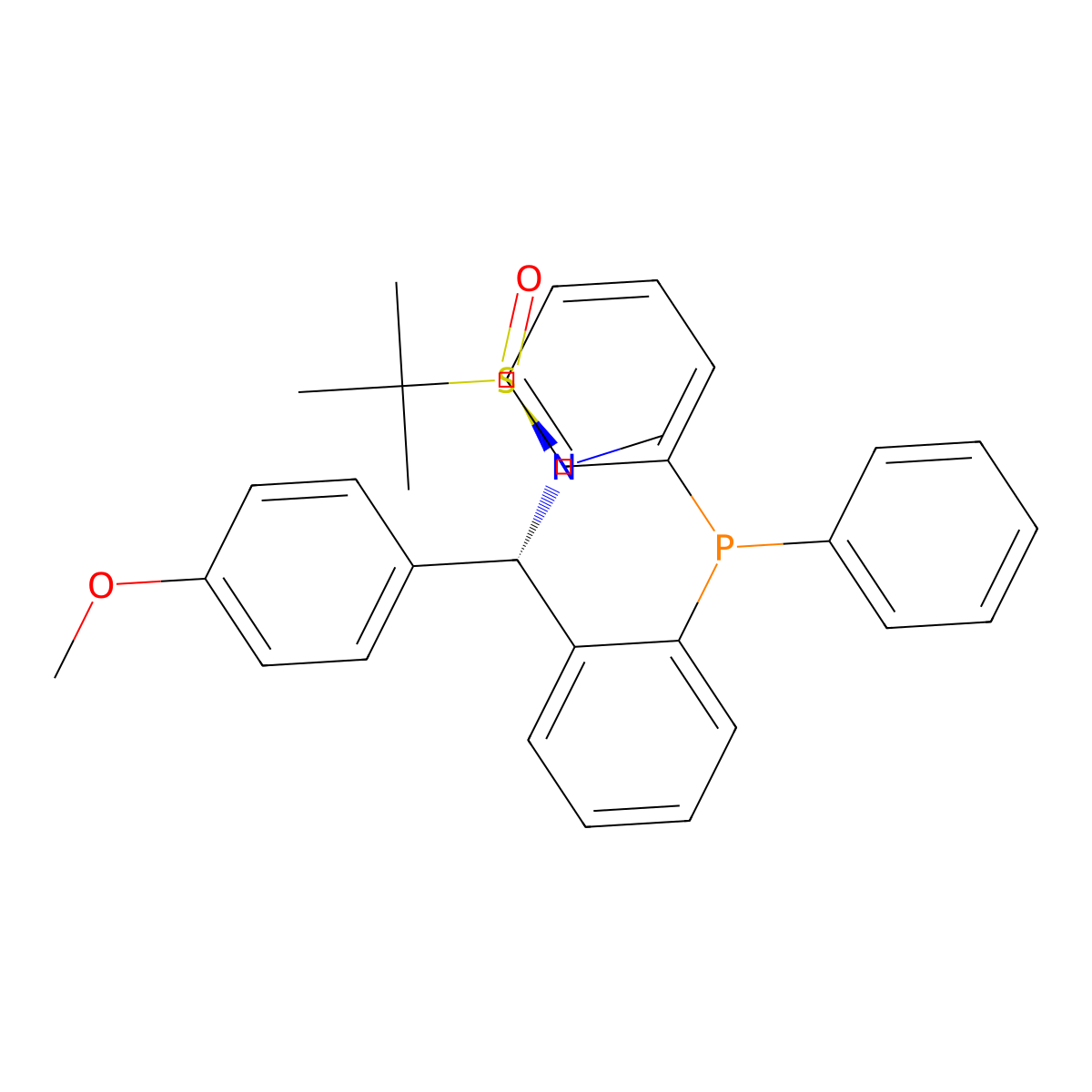 (R)-N-((S)-(2-(Diphenylphosphanyl)phenyl)(4-methoxyphenyl)methyl)-N,2-dimethylpropane-2-sulfinamide molecular structure, CAS 2565792-78-9
