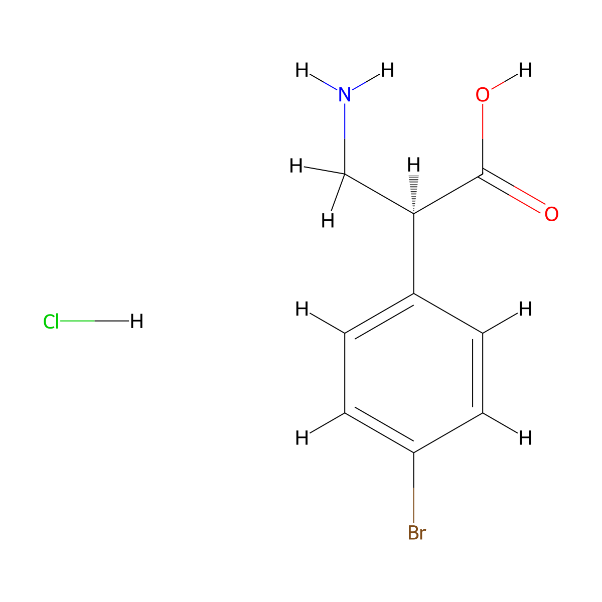 (S)-3-Amino-2-(4-bromo-phenyl)-propionic acid, hydrochloride molecular structure, CAS 2565792-79-0