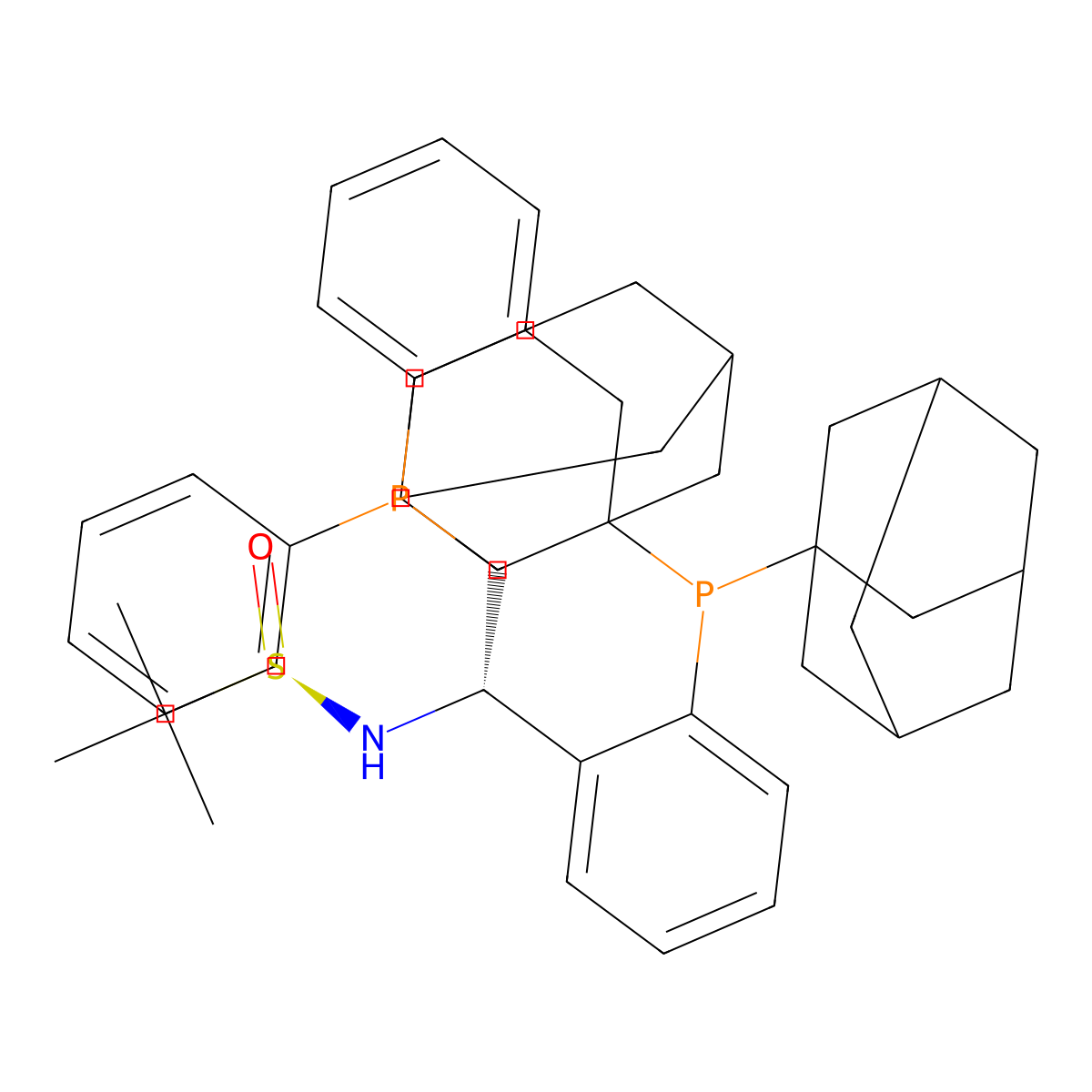 (R)-N-((S)-1-(2-(Di(adamantan-1-yl)phosphaneyl)phenyl)-2-(diphenylphosphaneyl)ethyl)-2-methylpropane-2-sulfinamide molecular structure, CAS 2565792-81-4