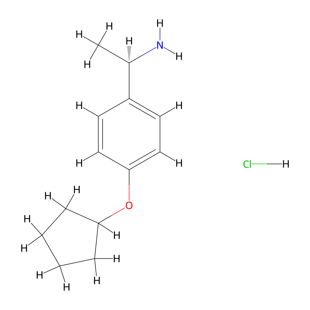 (R)-1-(4-(Cyclopentyloxy)phenyl)ethanamine hydrochloride molecular structure, CAS 2565792-88-1