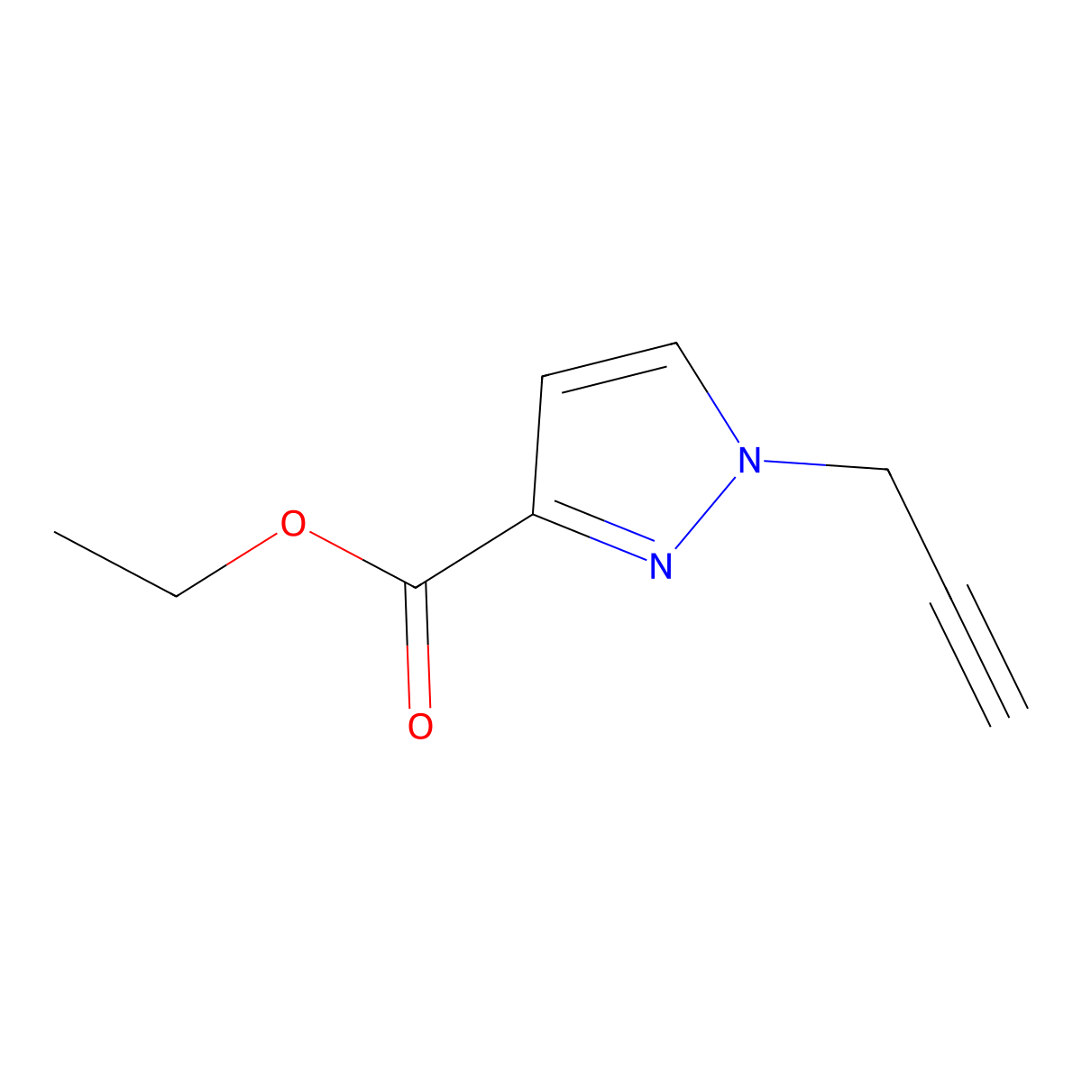 ethyl 1-(prop-2-yn-1-yl)-1H-pyrazole-3-carboxylate molecular structure, CAS 2565794-25-2