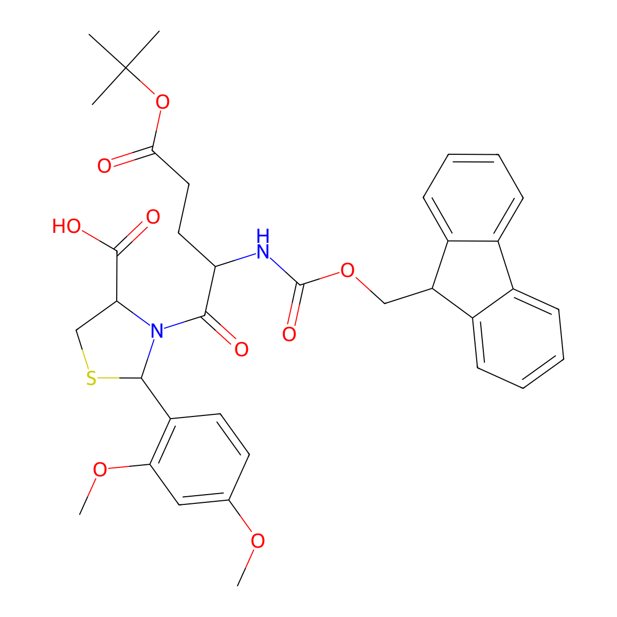 Fmoc-Glu(OtBu)-Cys(Psi(Dmp,H)pro)-OH molecular structure, CAS 2565804-44-4