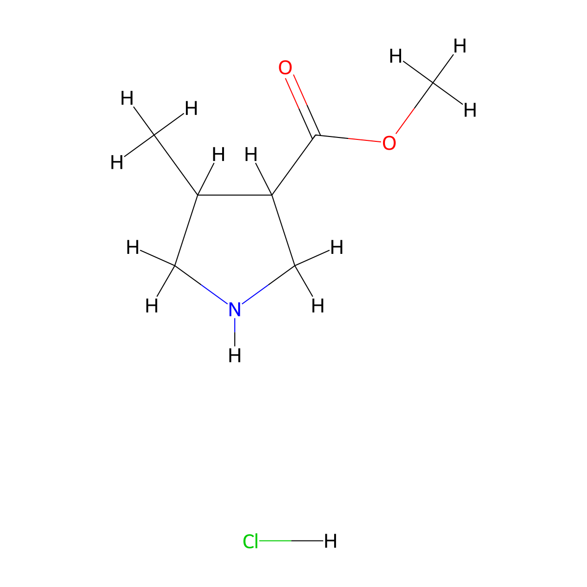Methyl 4-methylpyrrolidine-3-carboxylate hydrochloride molecular structure, CAS 2565806-68-8