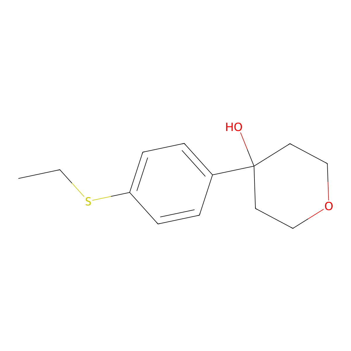 4-(4-(ethylthio)phenyl)tetrahydro-2H-pyran-4-ol molecular structure, CAS 2565807-66-9