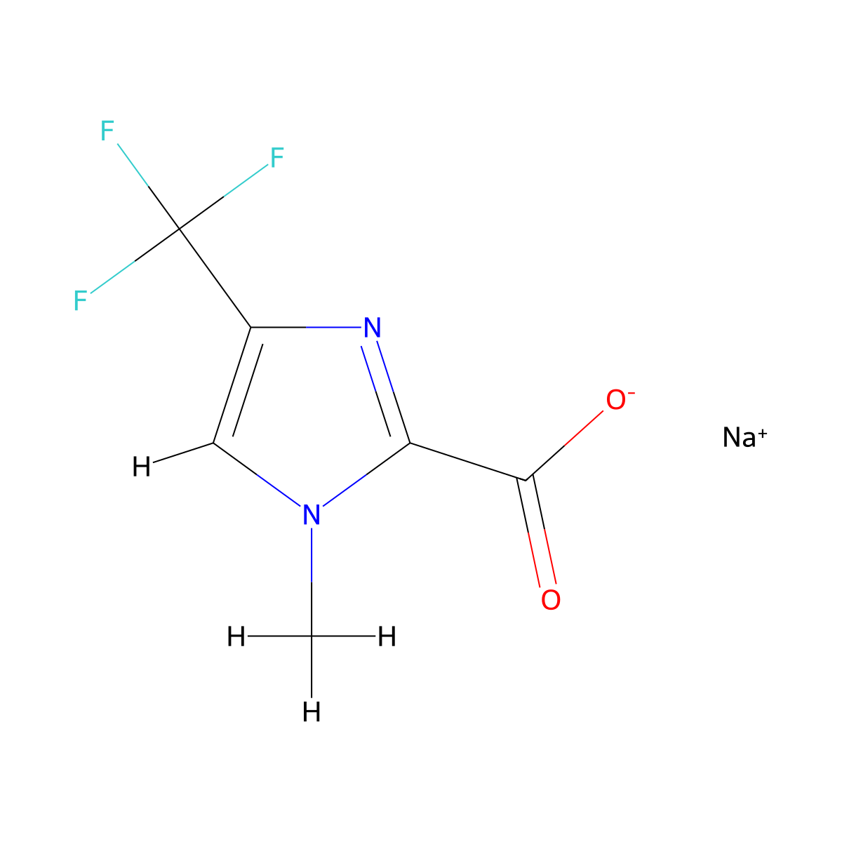 Sodium 1-methyl-4-(trifluoromethyl)-1H-imidazole-2-carboxylate molecular structure, CAS 2565819-54-5