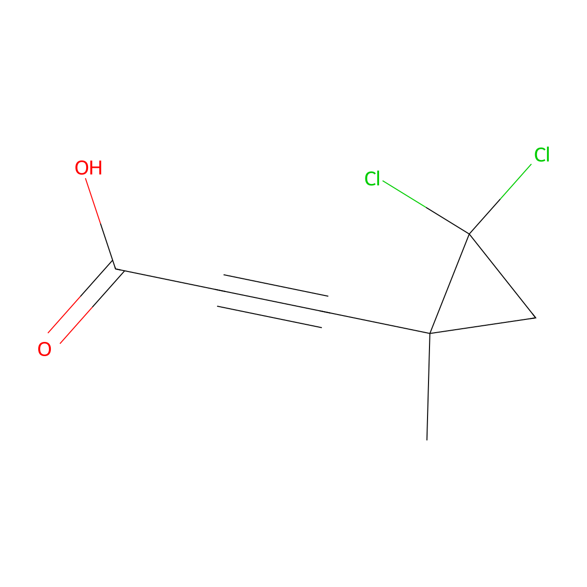 3-(2,2-Dichloro-1-methylcyclopropyl)prop-2-ynoic acid molecular structure, CAS 2566-08-7