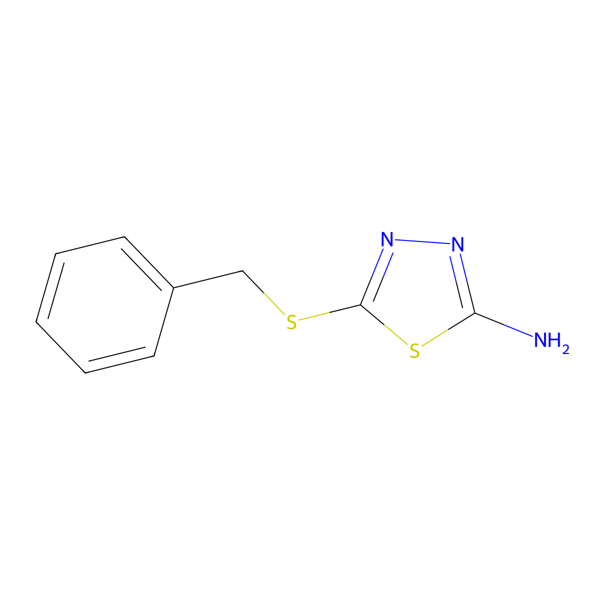1,3,4-Thiadiazol-2-amine, 5-((phenylmethyl)thio)- molecular structure, CAS 25660-71-3