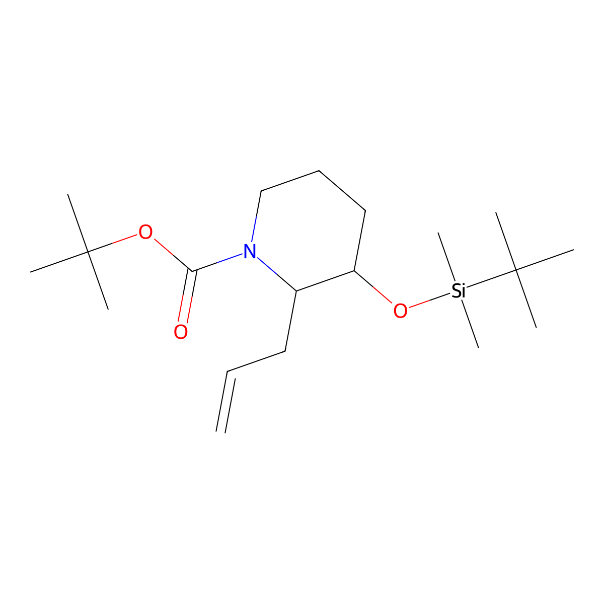 Tert-butyl 2-allyl-3-((tert-butyldimethylsilyl)oxy)piperidine-1-carboxylate molecular structure, CAS 2566170-86-1