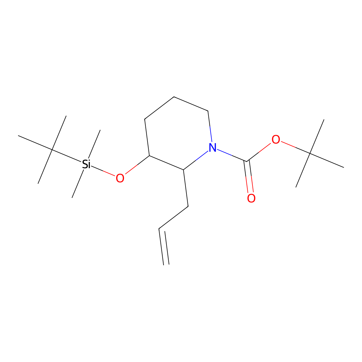 Tert-butyl 2-allyl-3-((tert-butyldimethylsilyl)oxy)piperidine-1-carboxylate molecular structure, CAS 2566170-86-1