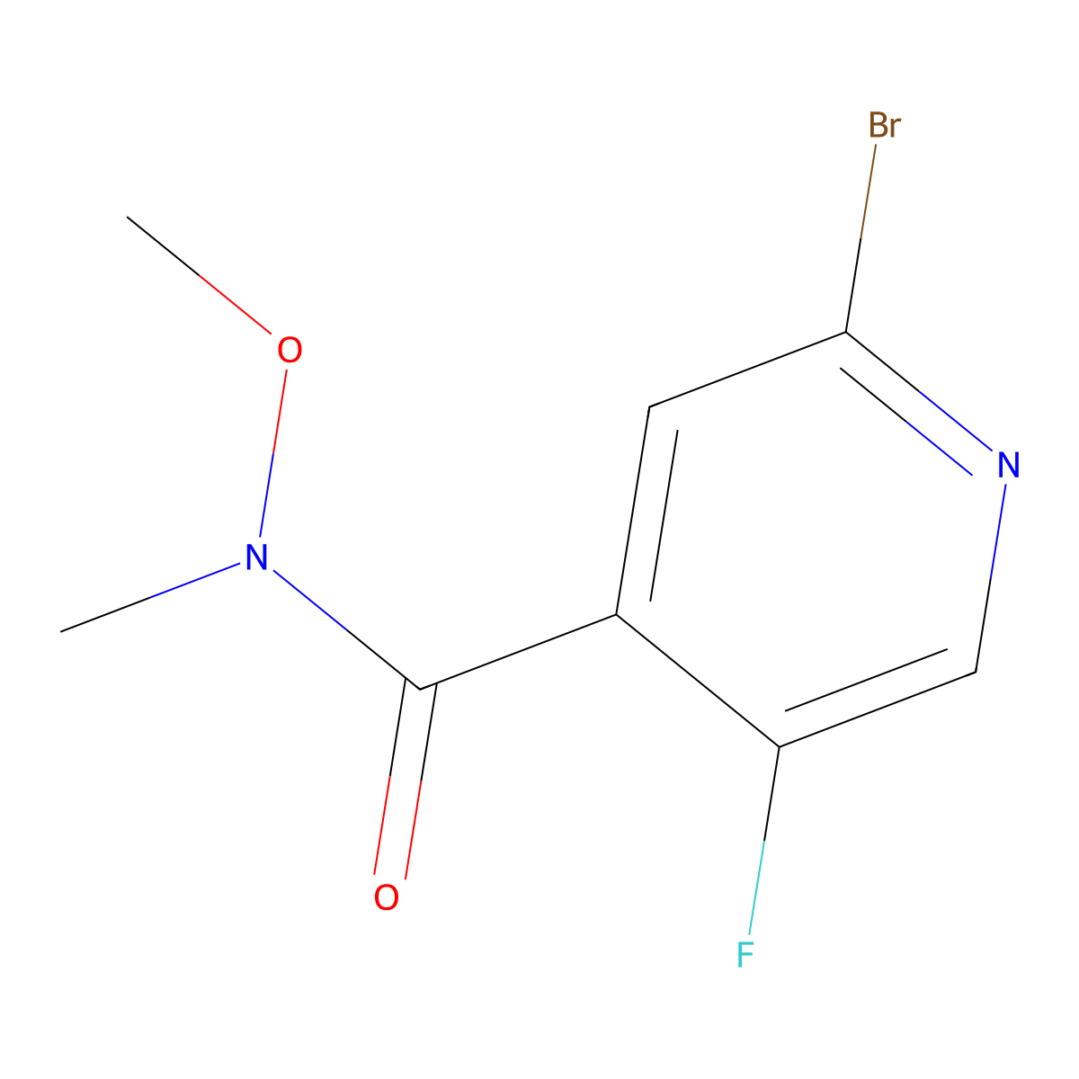 2-Bromo-5-fluoro-N-methoxy-N-methylisonicotinamide molecular structure, CAS 2566170-94-1