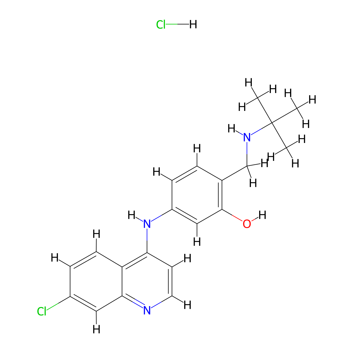 2-((tert-Butylamino)methyl)-5-((7-chloroquinolin-4-yl)amino)phenol hydrochloride molecular structure, CAS 2566171-01-3