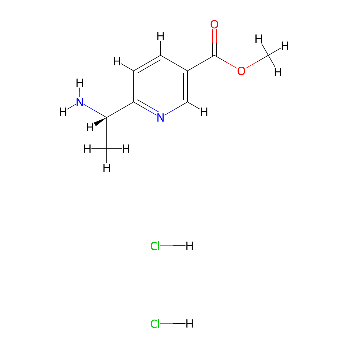 Methyl (S)-6-(1-aminoethyl)nicotinate dihydrochloride molecular structure, CAS 2566172-09-4