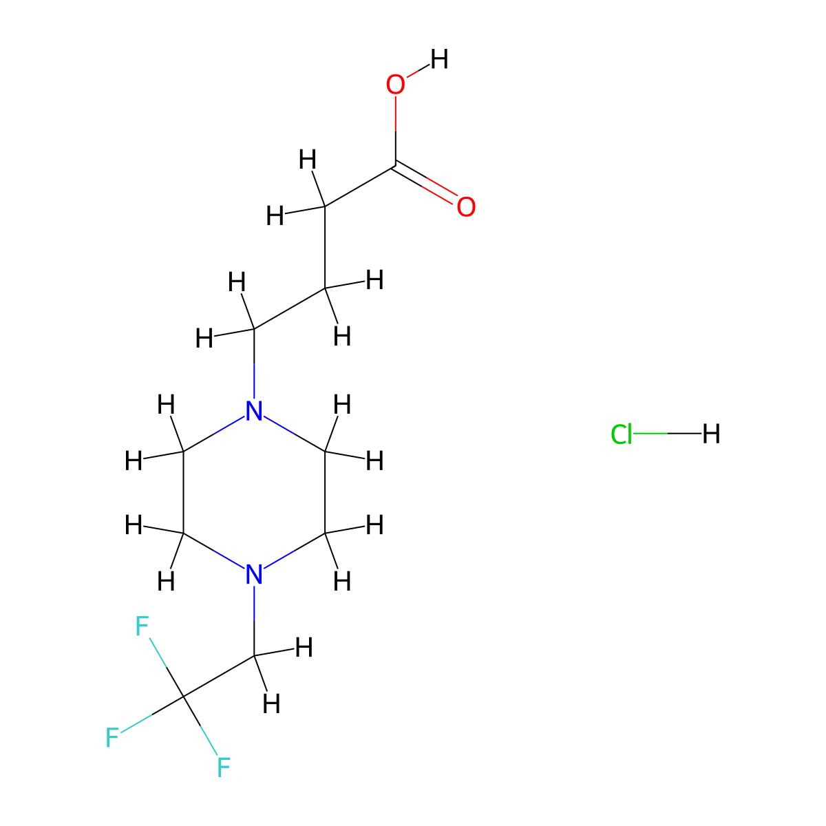 4-(4-(2,2,2-Trifluoroethyl)piperazin-1-yl)butanoic acid hydrochloride molecular structure, CAS 2566172-13-0