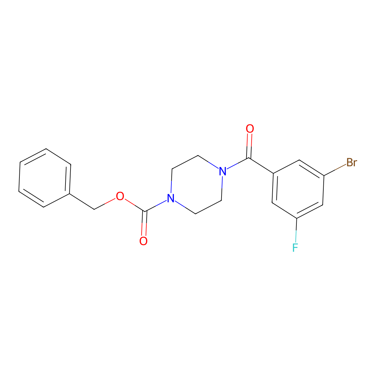 Benzyl 4-(3-bromo-5-fluorobenzoyl)piperazine-1-carboxylate molecular structure, CAS 2566174-02-3