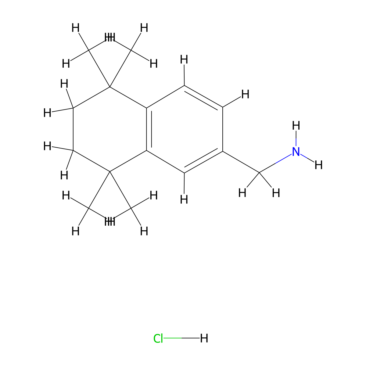 1-(5,5,8,8-Tetramethyl-5,6,7,8-tetrahydronaphthalen-2-yl)methanamine hydrochloride molecular structure, CAS 2566224-53-9