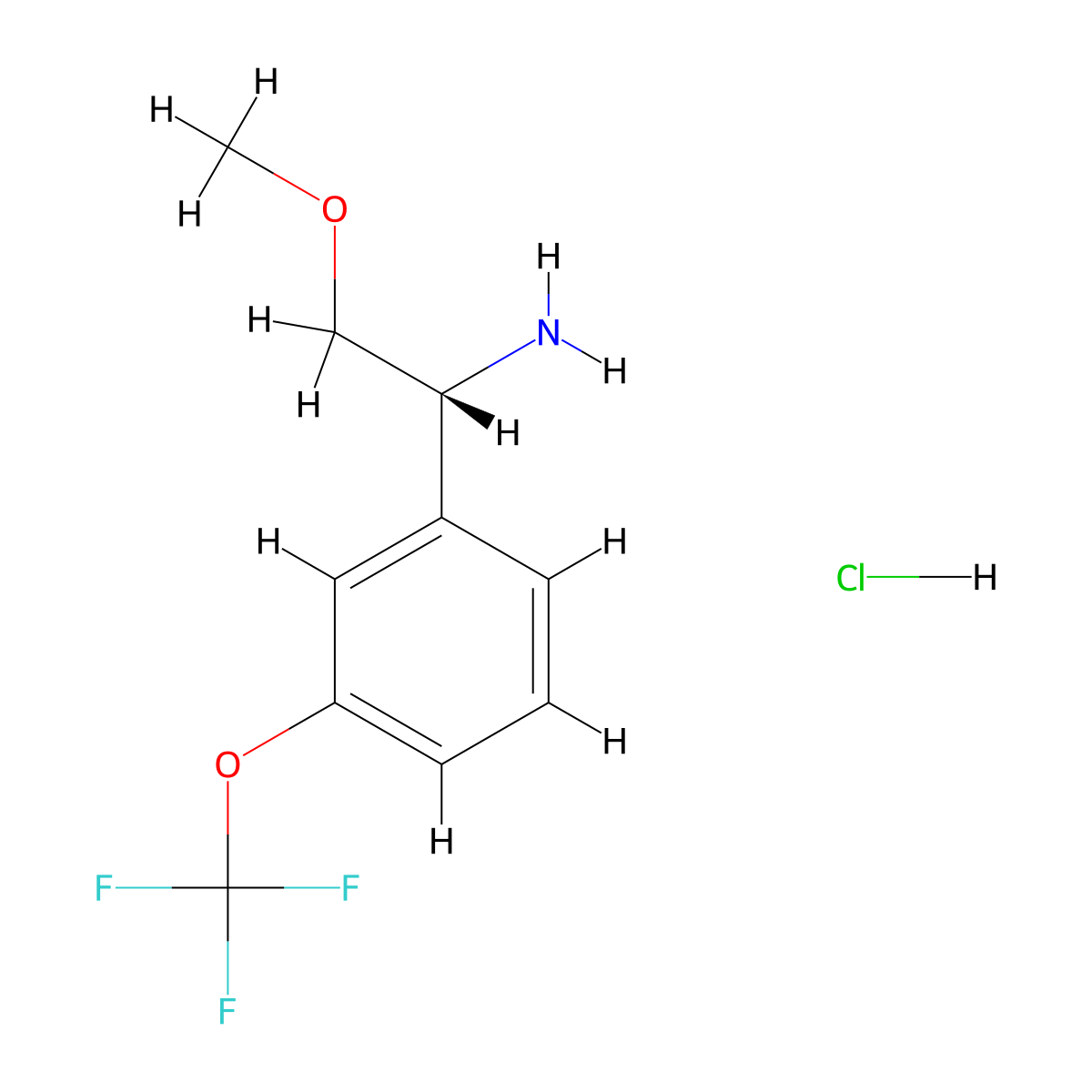 (R)-2-Methoxy-1-(3-(trifluoromethoxy)phenyl)ethan-1-amine hydrochloride molecular structure, CAS 2566240-83-1