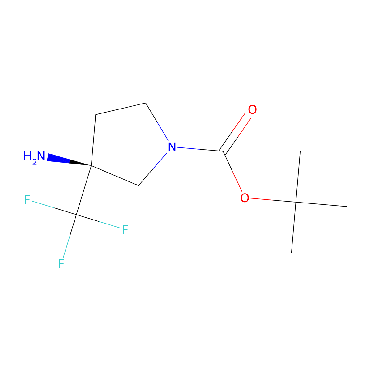 Tert-butyl (S)-3-amino-3-(trifluoromethyl)pyrrolidine-1-carboxylate molecular structure, CAS 2566267-75-0