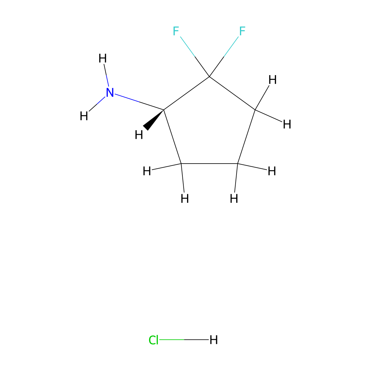 (1S)-2,2-difluorocyclopentan-1-amine hydrochloride molecular structure, CAS 2566269-60-9