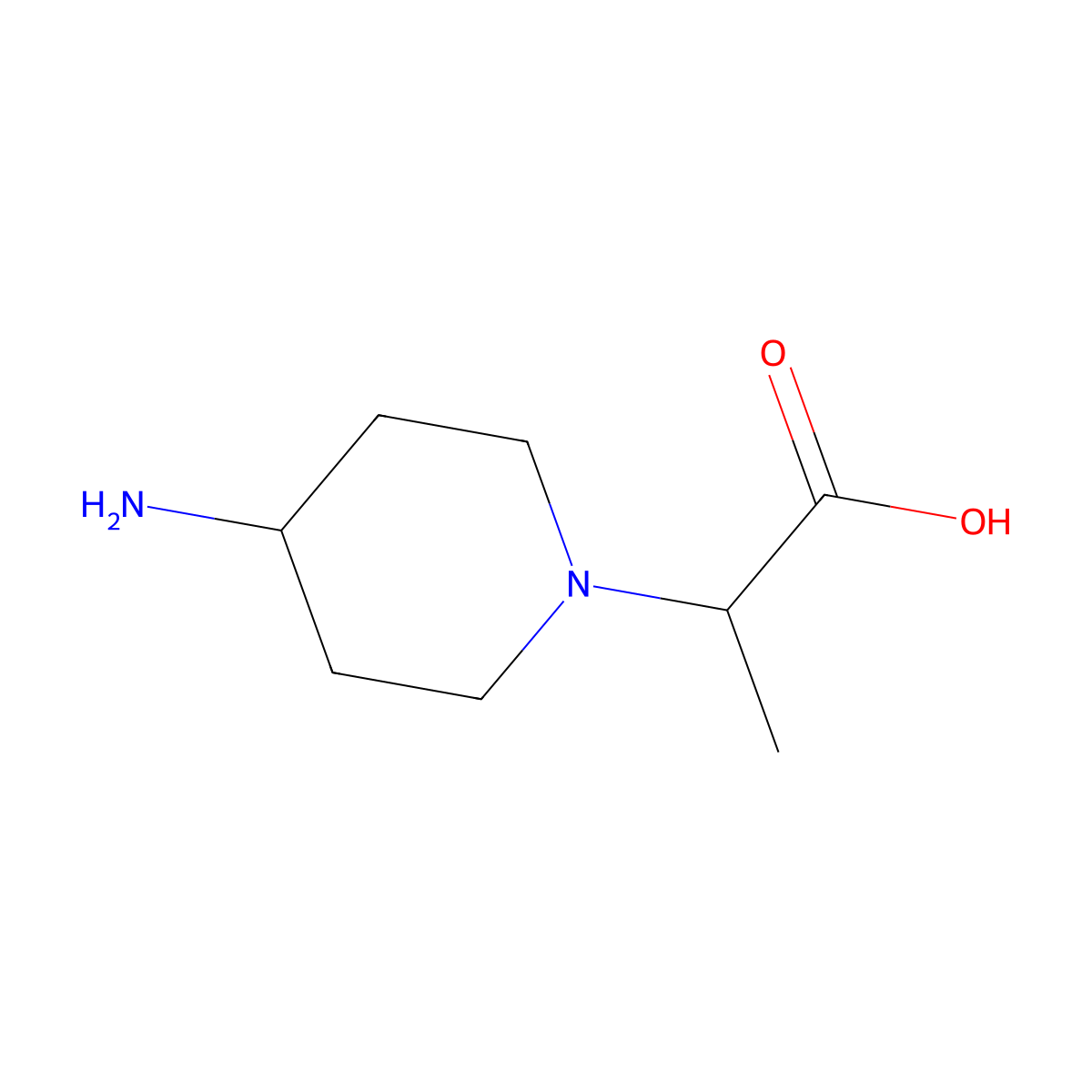 1-Carboxyethyl-4-aminopiperidine molecular structure, CAS 2566286-17-5
